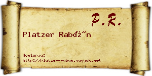 Platzer Rabán névjegykártya
